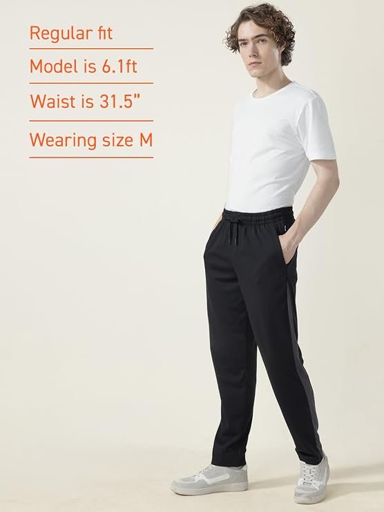 DAMENSCH Mens Joggers Track Pants, Cotton Blend Pants for Man, Hidden Side Zipper Pocket Men Trackpant, Pilling Proof Joggers Pant for Men